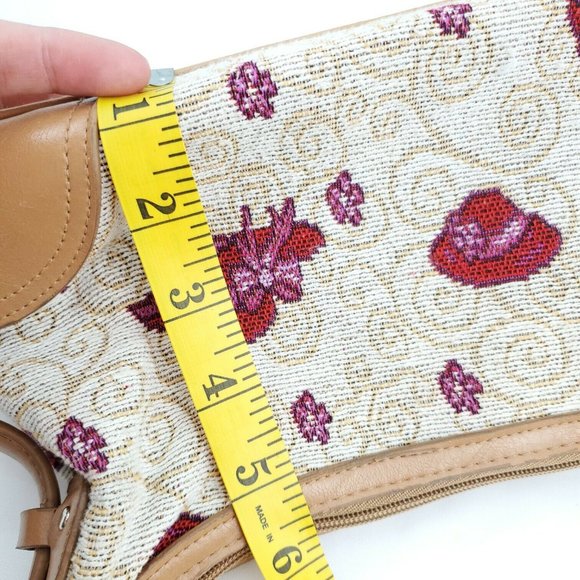 Womens Cream Red Embroidered Adjustable Shoulder Strap Baguette Handbag … - Picture 8 of 14